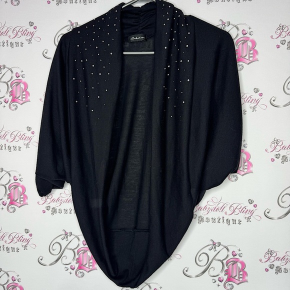 Seduction cardigan rhinestone bling diamond crystals flowy cinching cute comfy - Picture 1 of 7
